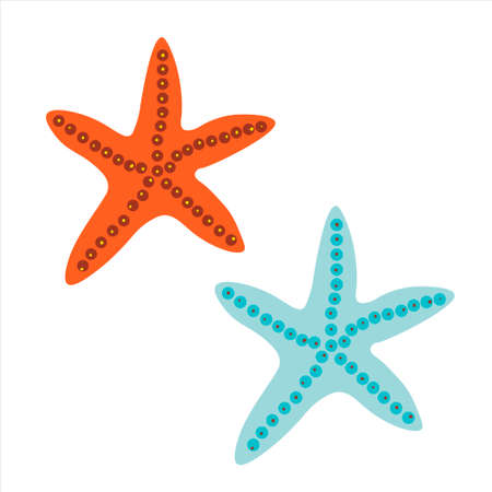 Simple illustration of red and blue sea stars. Flat vector illustrationのイラスト素材