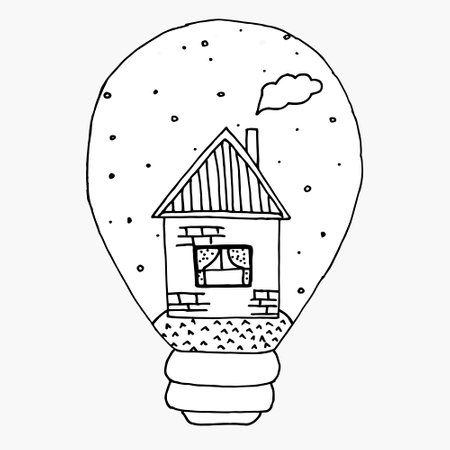 House inside the bulb - concept of ecologyのイラスト素材