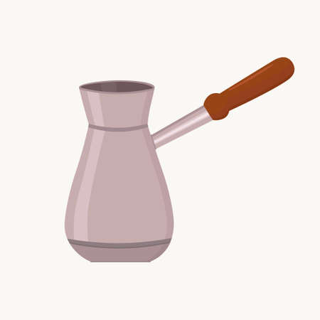Turk for brewing coffee. Flat design vector illustration on a white background. Simple logo.のイラスト素材