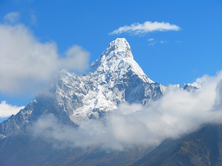 Mount Ama Dablam in Sagarmatha National Park, Himalayas, Nepalの写真素材