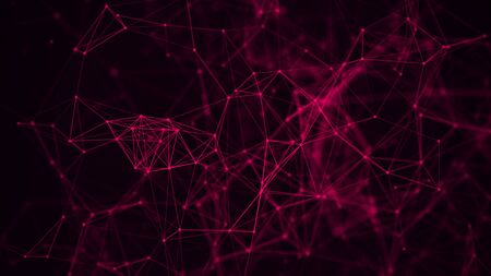 Digital plexus of many glowing lines and dots. Abstract futuristic background. 3D renderingの写真素材