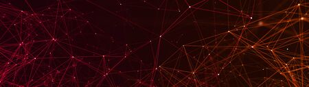 Digital plexus of many glowing lines and dots. Abstract futuristic background. 3D renderingの写真素材