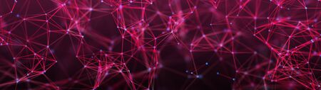 Digital plexus of many glowing lines and dots. Abstract futuristic background. 3D renderingの写真素材