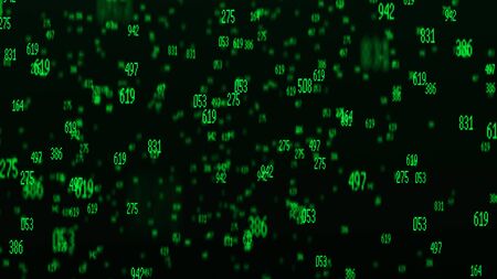 Numbers on black background. Digital illustration. Computer code. 3d rendering.