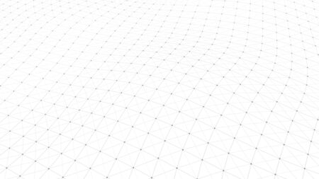 Abstract dynamic wave of particles. Big data. Low poly shape. Wave of gradient dots on white background. Futuristic vector illustration.のイラスト素材