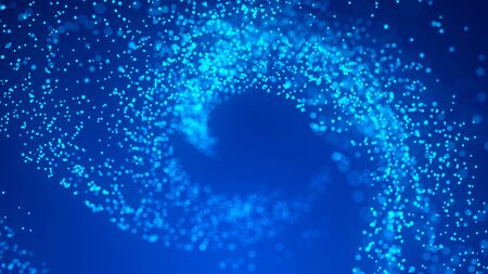 A vortex of particles. A tornado of twisted glowing dots. Abstract futuristic background. 3D tunnel or wormhole. 3D renderingの写真素材