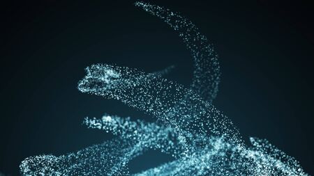 A vortex of particles. A tornado of twisted glowing dots. Abstract futuristic background. 3D tunnel or wormhole. 3D renderingの写真素材