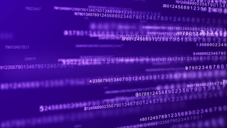 Numbers on black background. Digital illustration. Computer code. 3d rendering.