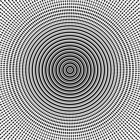 Black and white hallucination. Optical illusion. Dynamic wave. Vector.のイラスト素材
