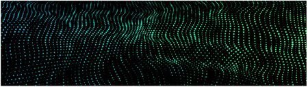 Abstract dynamic wave of particles. Network of bright points or dots. Big data. Digital background.のイラスト素材