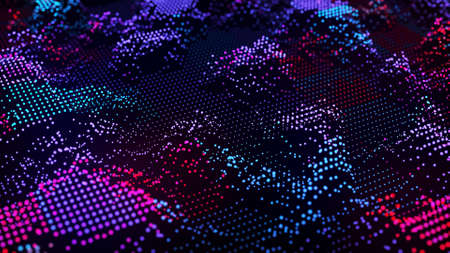 Abstract wave of many points. Futuristic background illustration. 3d rendering