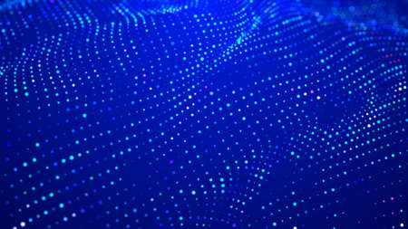 Abstract wave of many points. Futuristic background illustration. Dust particles. 3d renderingの写真素材
