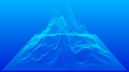 Vector wireframe 3d landscape. Technology grid illustration.の写真素材