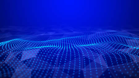Abstract wave of many points. Futuristic background illustration. 3d rendering