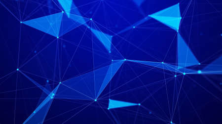 Digital plexus of many glowing lines and dots. Abstract futuristic background. 3D renderingの写真素材