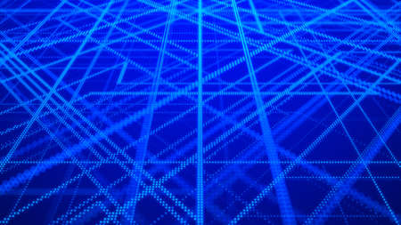 Cybernetic futuristic background. Big data visualization. Technological 3D landscape. Abstract perspective illustration. 3D rendering.の写真素材