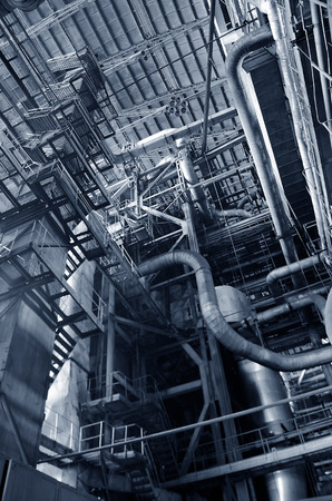 Steel pipelines and equipment in thermal power plantの写真素材