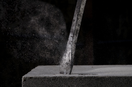 Closeup view of rotating concrete drill bitの写真素材