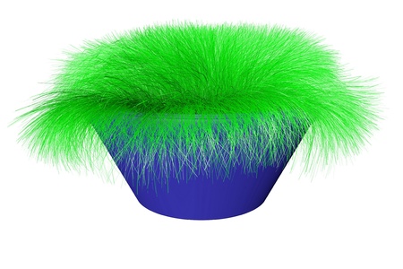 The grass grows in a dark blue potの写真素材