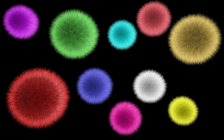 Abstract hairy colour balls in flightの写真素材