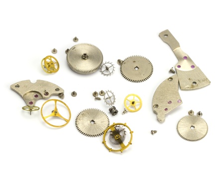 Clockwork details on a white paper