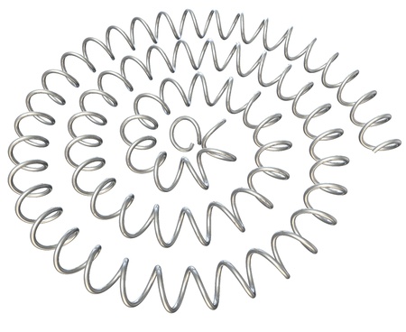 Spring wrapped in a spiral on the white isolated background