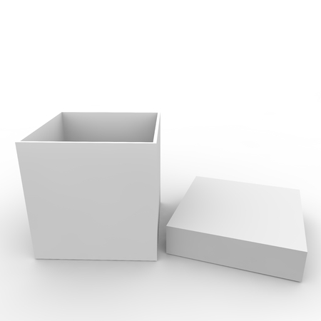 Empty box on the white isolated backgroundの写真素材