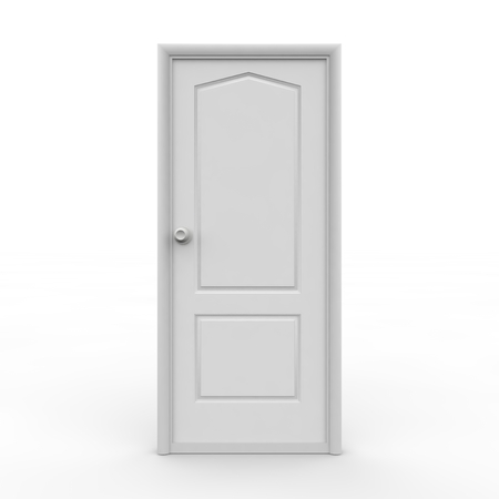 White closed the door on an isolated backgroundの写真素材