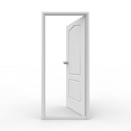 White open door on an isolated backgroundの写真素材