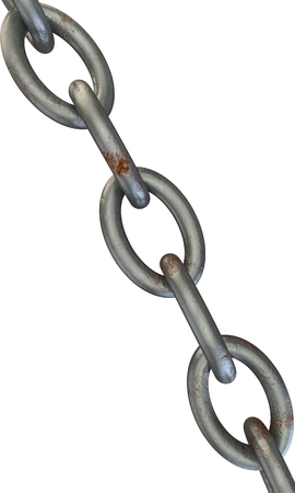 Rusty ship chain on an isolated background closeup