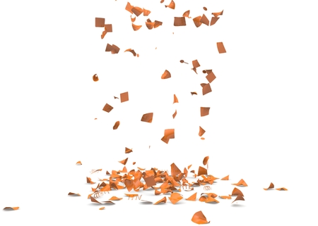 Bright and colorful confetti flying on the floor. Isolated background. 3D illustrationの写真素材