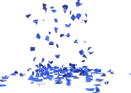 Bright and colorful confetti flying on the floor. Isolated background. 3D illustrationの写真素材