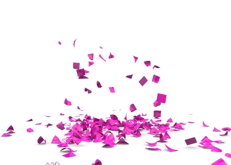 Bright and colorful confetti flying on the floor. Isolated background. 3D illustrationの写真素材