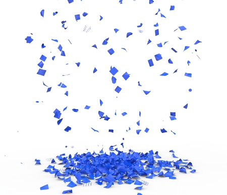 Bright and colorful confetti flying on the floor. Isolated background. 3D illustrationの写真素材