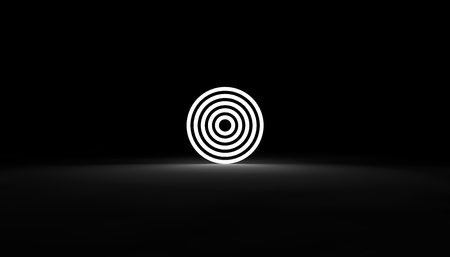 Glowing geometric object in a dark room. 3D illustration