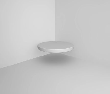 Abstract background with empty white shelf. 3D illustrationの写真素材