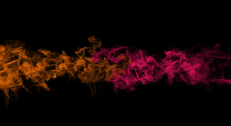 Abstract background, smoke red and yellow mixed with each other on a black backgroundの写真素材