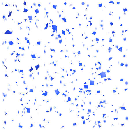 Festive paper blue confetti. 3D render. Isolated white backgroundの写真素材