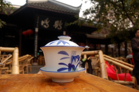 blue and white porcelain cupの写真素材