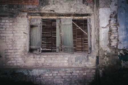 old woode window without glassの写真素材