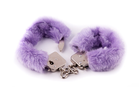 Sexual cuffs with purple furの写真素材