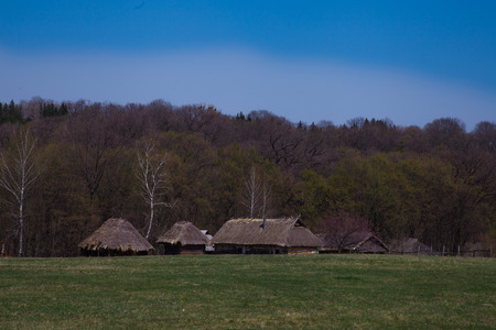 Old Ukrainian wooden houseのeditorial素材