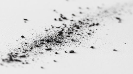 Fine black powder creates a striking visual against a white surface, perfect for minimalist design and creative projects seeking unique textures and contrasts.の素材