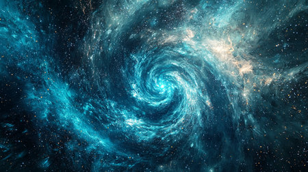 Interdimensional portal with swirling particles pulling into another realm. Copy space.の素材