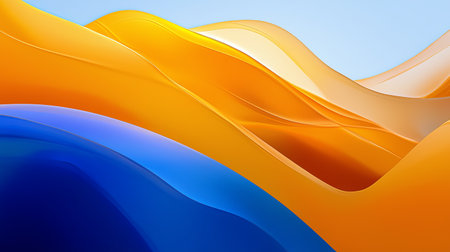 Modern 2D digital artwork with abstract waves and fluid motion, copy spaceの素材