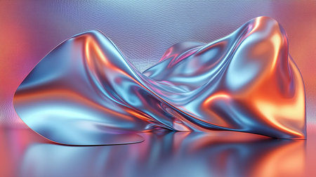 Minimalist 3D abstract forms with soft gradients and metallic reflections, copy spaceの素材