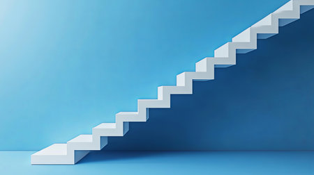 Surreal staircase floating into infinity, creating a sense of endless space. Copy space.の素材