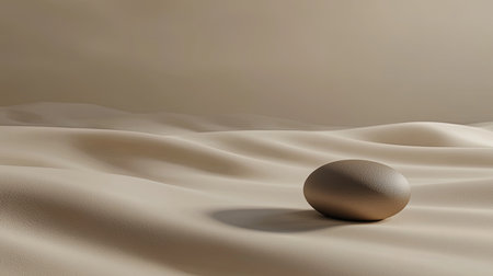 Minimalist 3D geometric art with smooth surfaces and soft lighting, copy spaceの素材