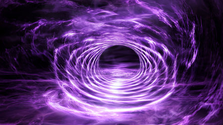 Surreal 3D portal emitting glowing cosmic waves, futuristic dreamscape, copy spaceの素材