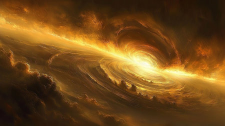 Surreal fractal vortex pulling into a dynamic spatial realm. Copy space.の素材